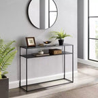 Braxton Console Table Matte Black - Crosley: Slim Steel Sofa Table, Industrial Modern Style, Open Shelf
