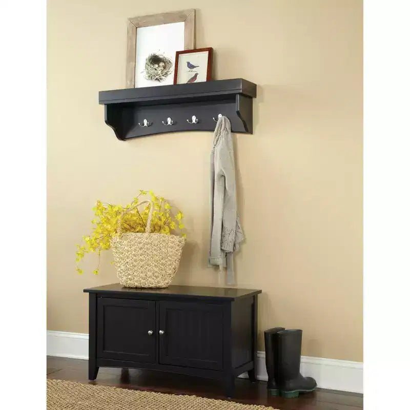 Estante de bandeja Shaker Cottage con perchero y banco de armario, gris carbón - Muebles Alaterre: Montado en la pared, organizador de almacenamiento