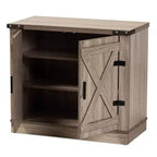 Zapatero de madera Wayne Farmhouse con 2 puertas, roble marrón - Baxton Studio: Organizador de entrada, capacidad para 9 pares