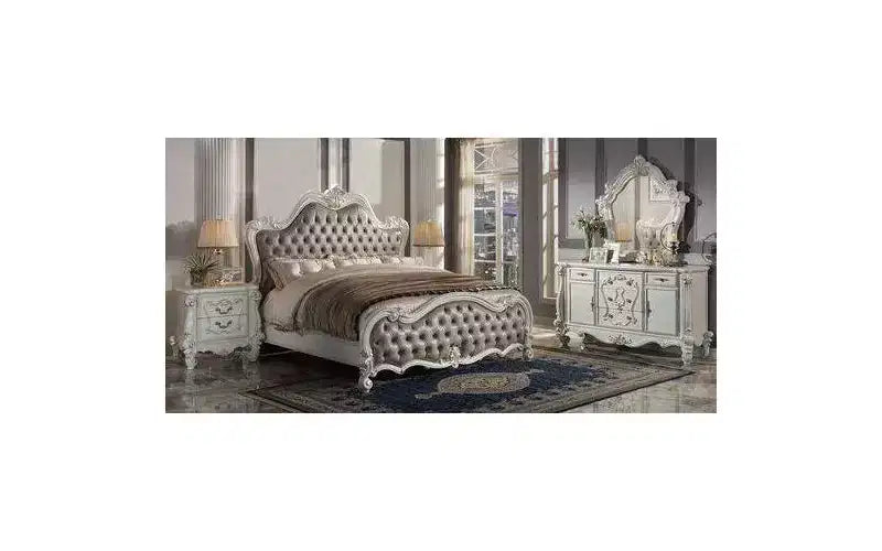 Cama de matrimonio Eastern King de 99" Versailles II con tachuelas y cabecero capitoné - Acme Furniture