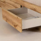 Juego de cama individual y cabecero South Shore Nordik Oak: almacenamiento de 6 compartimentos, aglomerado laminado