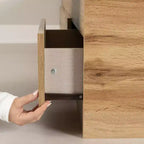 Juego de cama individual y cabecero South Shore Nordik Oak: almacenamiento de 6 compartimentos, aglomerado laminado