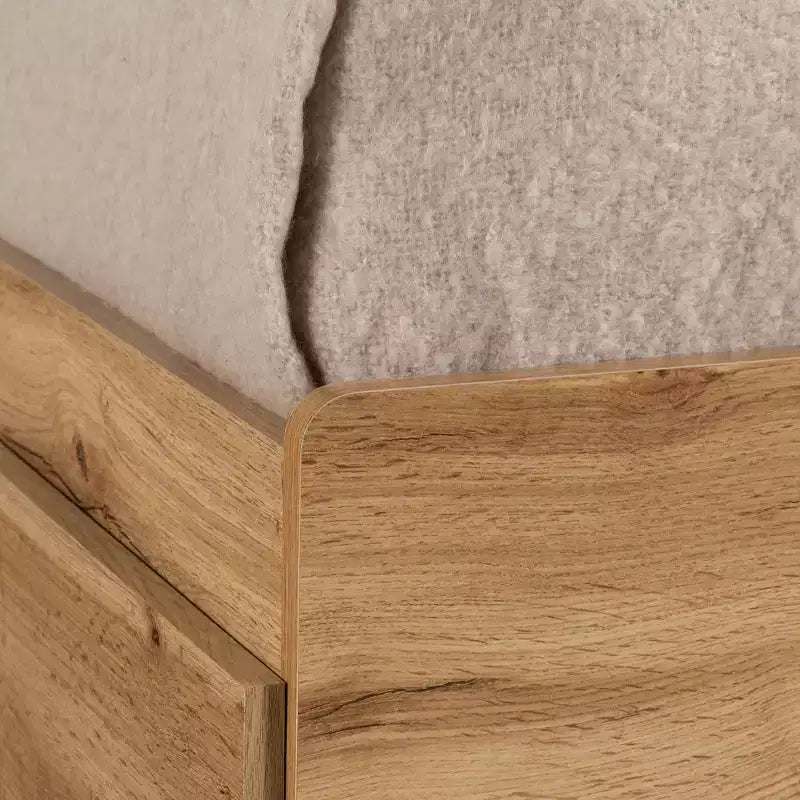Juego de cama individual y cabecero South Shore Nordik Oak: almacenamiento de 6 compartimentos, aglomerado laminado