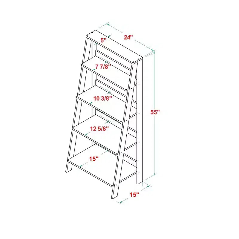 Estantería de escalera de 4 estantes de madera de transición Thatcher 55 - Saracina Home