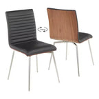 Juego de 2 sillas de comedor Mason giratorias de madera de nogal modernas - Lumisource