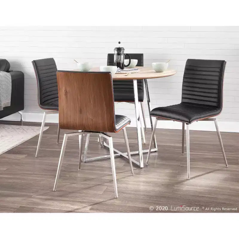 Juego de 2 sillas de comedor Mason giratorias de madera de nogal modernas - Lumisource