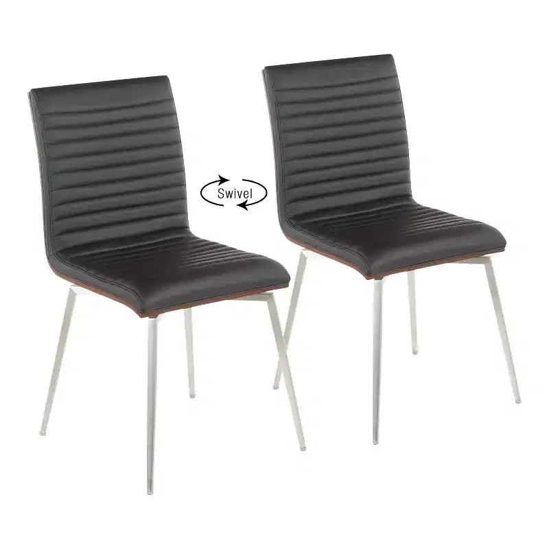 Juego de 2 sillas de comedor Mason giratorias de madera de nogal modernas - Lumisource