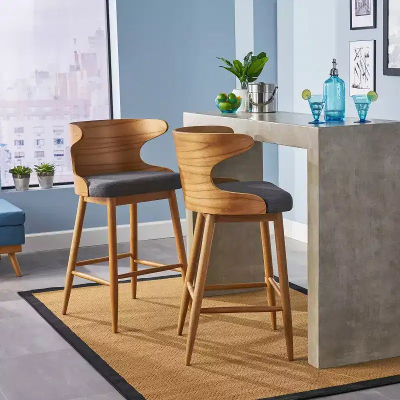 Set de 2 taburetes de bar de estilo moderno de mediados de siglo Kamryn - Christopher Knight Home