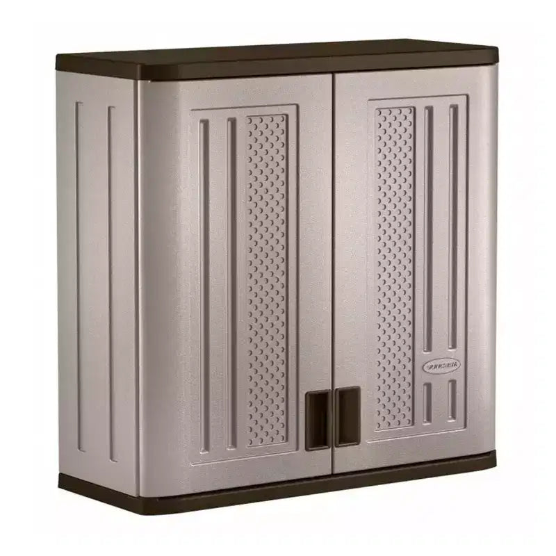 Armario de almacenamiento de pared de garaje Suncast de resina de 4 pies con un solo estante, platino (paquete de 3)