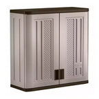 Armario de almacenamiento de pared de garaje Suncast de resina de 4 pies con un solo estante, platino (paquete de 3)