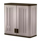 Armario de almacenamiento de pared de garaje Suncast de resina de 4 pies con un solo estante, platino (paquete de 3)