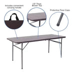 Mesa plegable de banquete y eventos de plástico de 6 pies con doble pliegue y asa de transporte Flash Furniture