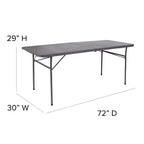 Mesa plegable de banquete y eventos de plástico de 6 pies con doble pliegue y asa de transporte Flash Furniture