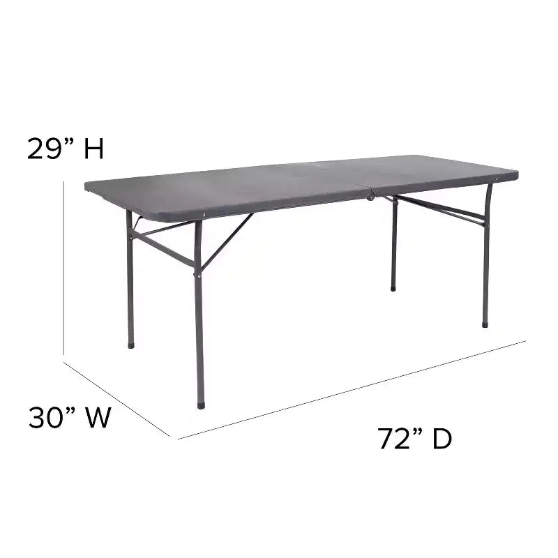 Mesa plegable de banquete y eventos de plástico de 6 pies con doble pliegue y asa de transporte Flash Furniture