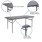 Mesa plegable de banquete y eventos de plástico de 6 pies con doble pliegue y asa de transporte Flash Furniture