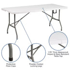 Mesa plegable de banquete y eventos de plástico de 6 pies con doble pliegue y asa de transporte Flash Furniture