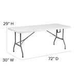 Mesa plegable de banquete y eventos de plástico de 6 pies con doble pliegue y asa de transporte Flash Furniture