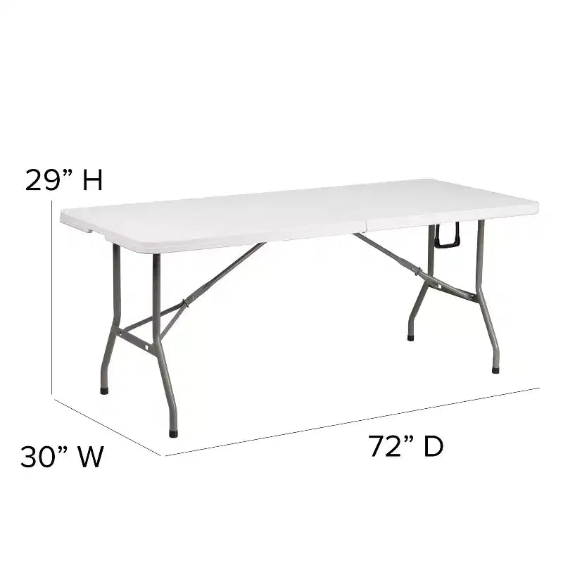 Mesa plegable de banquete y eventos de plástico de 6 pies con doble pliegue y asa de transporte Flash Furniture