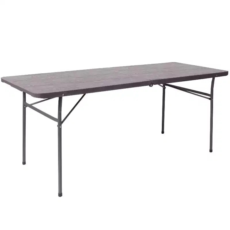 Mesa plegable de banquete y eventos de plástico de 6 pies con doble pliegue y asa de transporte Flash Furniture