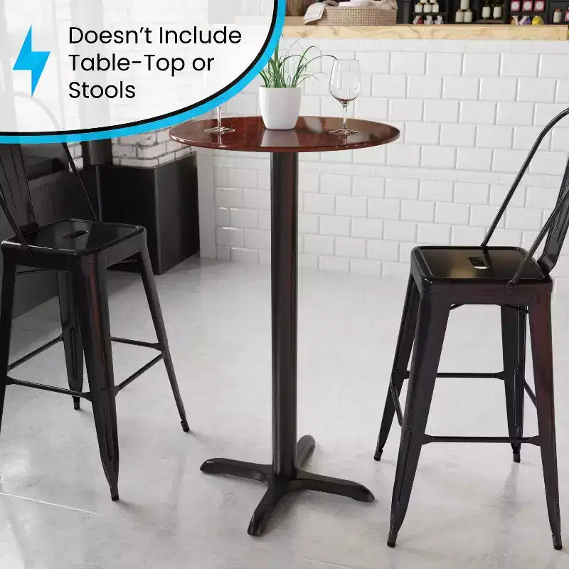 Flash Furniture Base en X para Mesa de Restaurante de 56 x 56 cm con Columna de Altura de Barra de 7.6 cm de Diámetro
