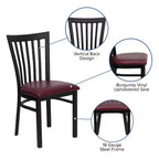 Silla de restaurante de metal con respaldo estilo escuela de Flash Furniture, color negro
