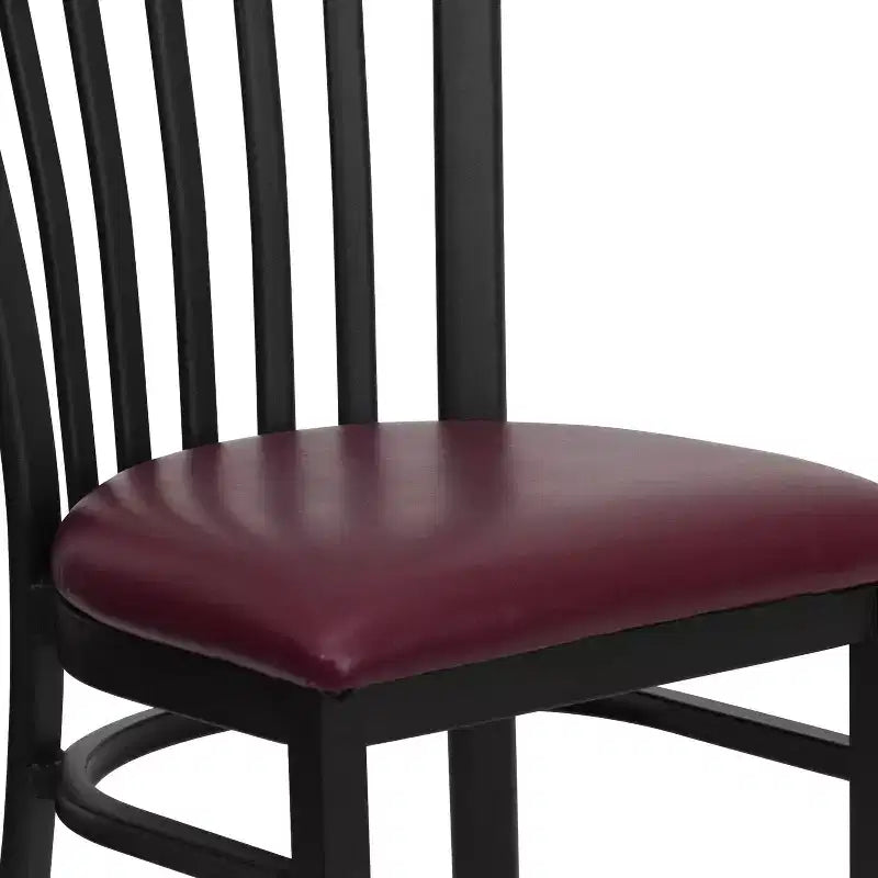 Silla de restaurante de metal con respaldo estilo escuela de Flash Furniture, color negro