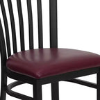 Silla de restaurante de metal con respaldo estilo escuela de Flash Furniture, color negro