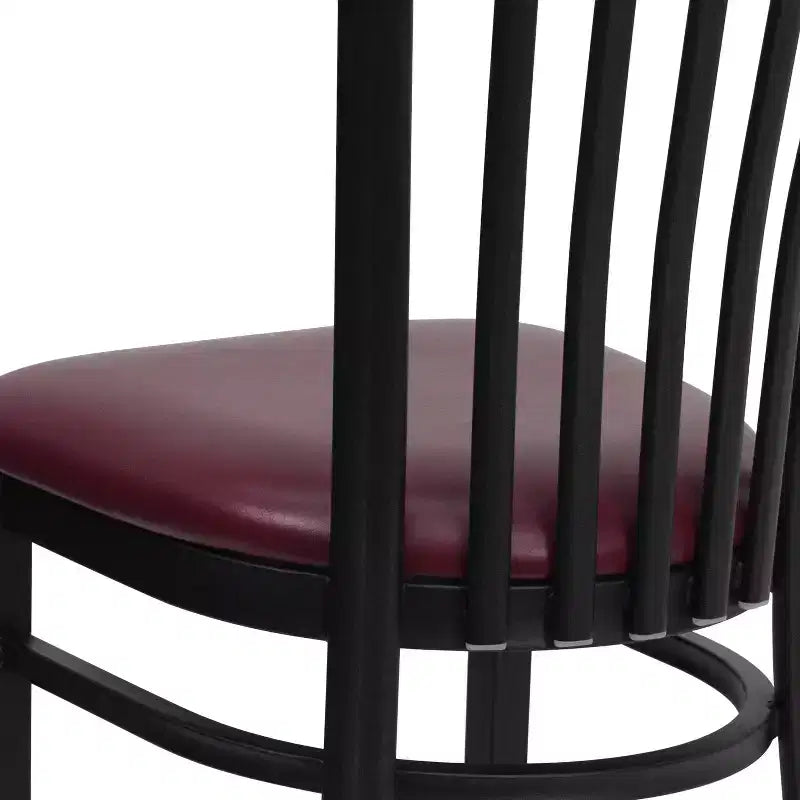 Silla de restaurante de metal con respaldo estilo escuela de Flash Furniture, color negro