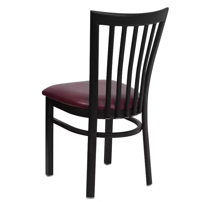 Silla de restaurante de metal con respaldo estilo escuela de Flash Furniture, color negro