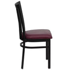 Silla de restaurante de metal con respaldo estilo escuela de Flash Furniture, color negro