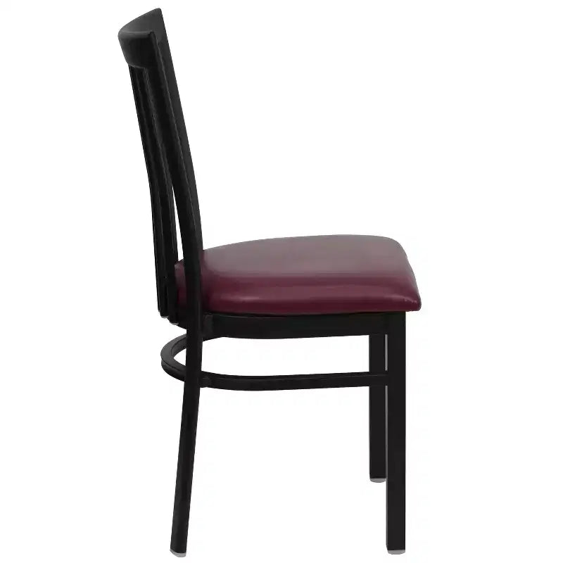 Silla de restaurante de metal con respaldo estilo escuela de Flash Furniture, color negro