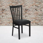 Silla de restaurante de metal con respaldo estilo escuela de Flash Furniture, color negro