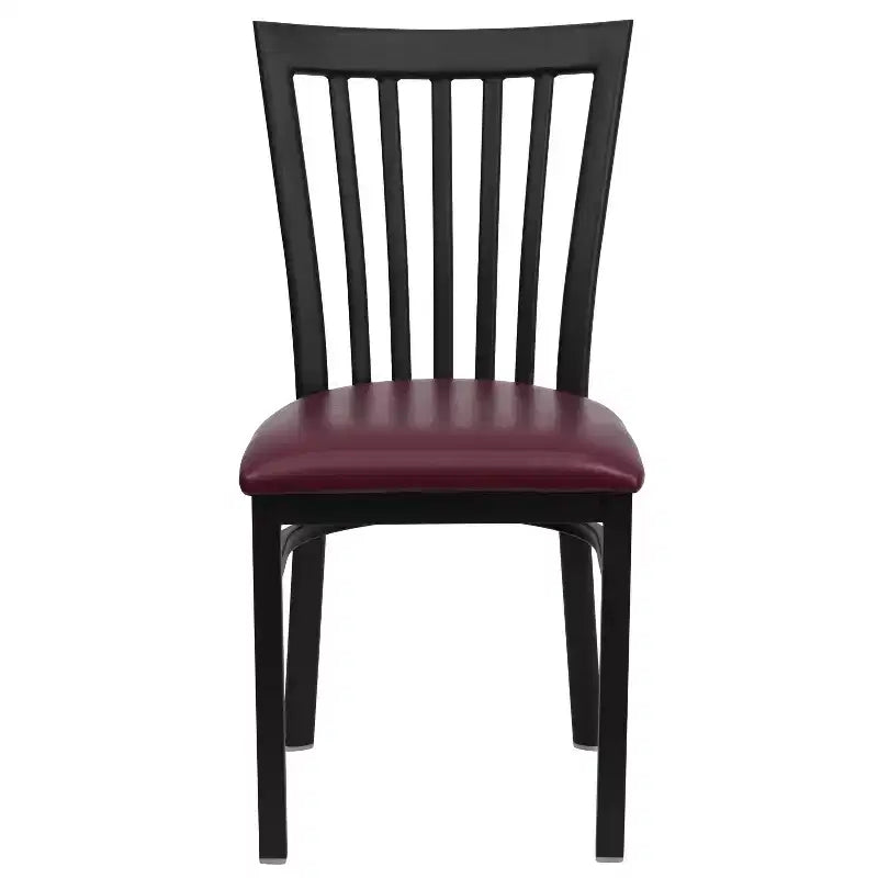 Silla de restaurante de metal con respaldo estilo escuela de Flash Furniture, color negro