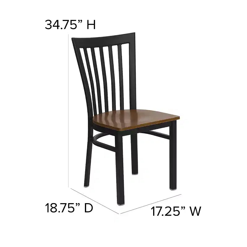 Silla de restaurante de metal con respaldo estilo escuela de Flash Furniture, color negro