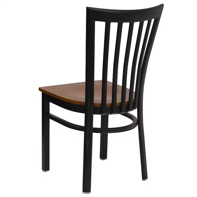 Silla de restaurante de metal con respaldo estilo escuela de Flash Furniture, color negro