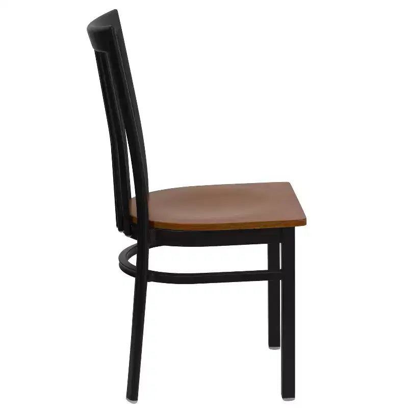 Silla de restaurante de metal con respaldo estilo escuela de Flash Furniture, color negro