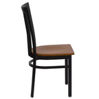 Silla de restaurante de metal con respaldo estilo escuela de Flash Furniture, color negro