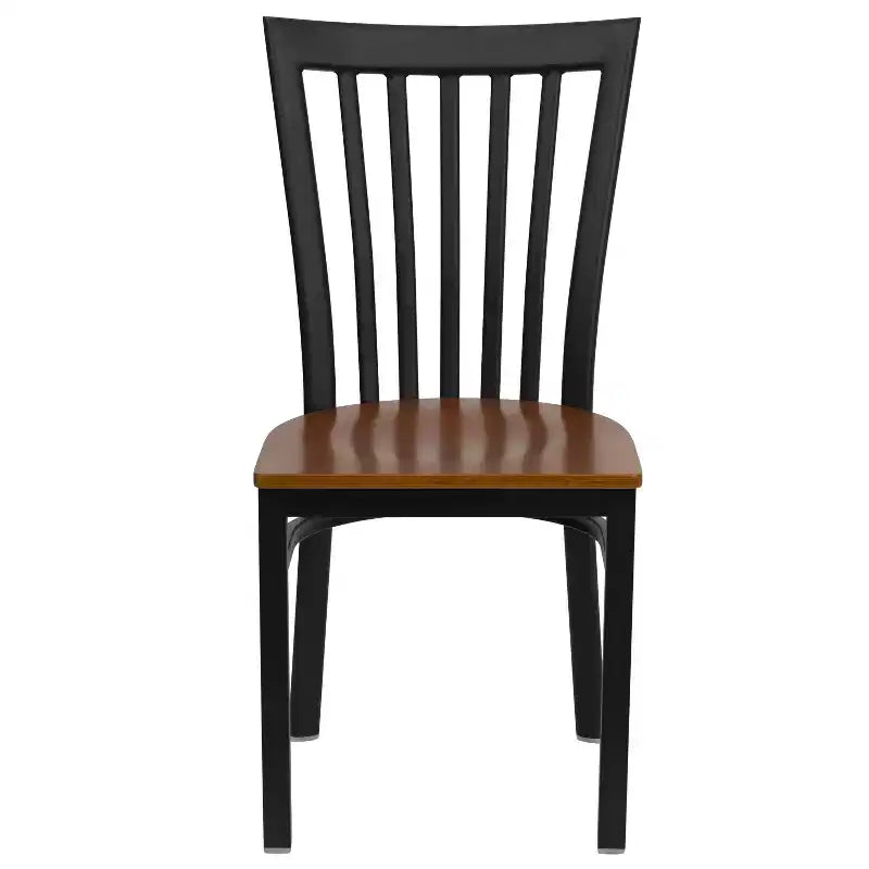 Silla de restaurante de metal con respaldo estilo escuela de Flash Furniture, color negro