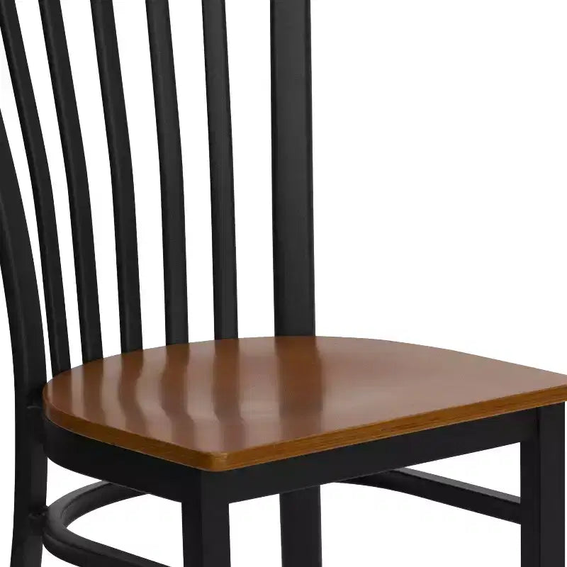 Silla de restaurante de metal con respaldo estilo escuela de Flash Furniture, color negro