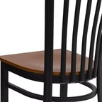 Silla de restaurante de metal con respaldo estilo escuela de Flash Furniture, color negro