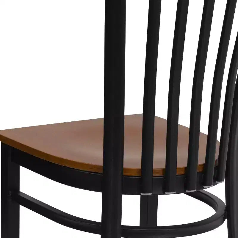 Silla de restaurante de metal con respaldo estilo escuela de Flash Furniture, color negro