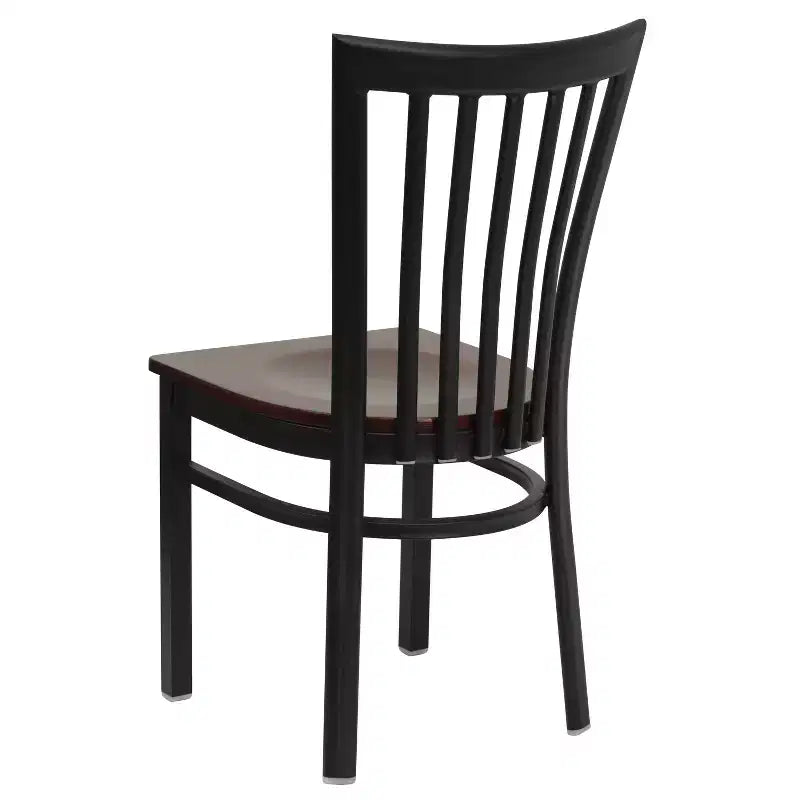 Silla de restaurante de metal con respaldo estilo escuela de Flash Furniture, color negro
