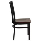 Silla de restaurante de metal con respaldo estilo escuela de Flash Furniture, color negro