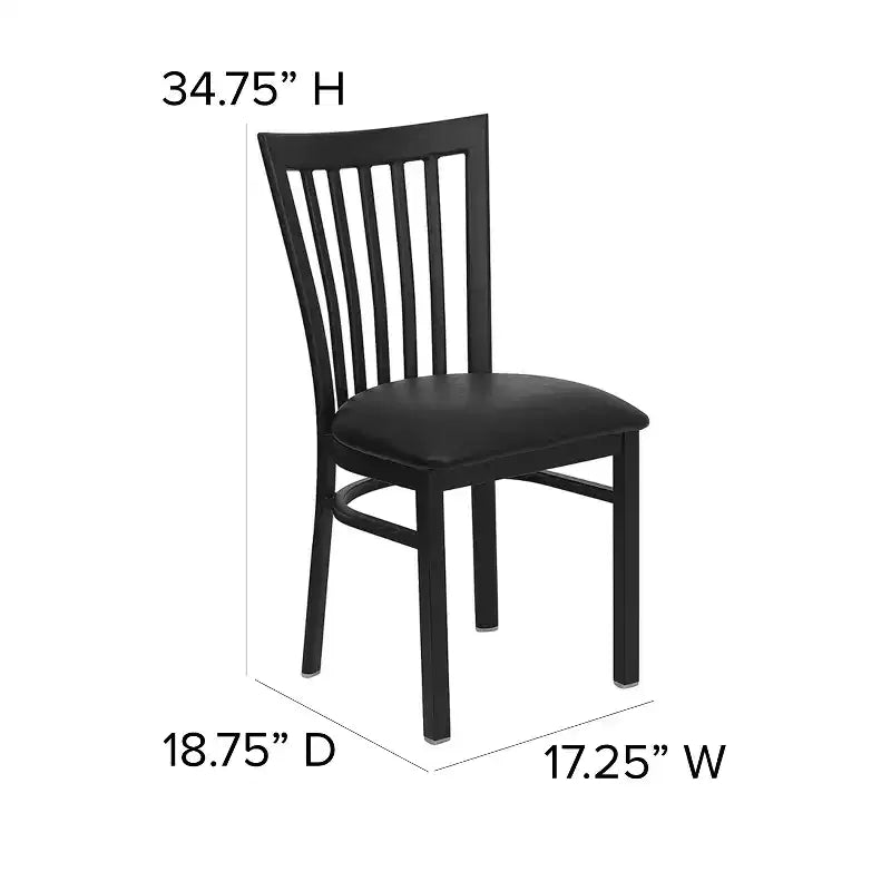 Silla de restaurante de metal con respaldo estilo escuela de Flash Furniture, color negro