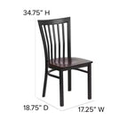 Silla de restaurante de metal con respaldo estilo escuela de Flash Furniture, color negro