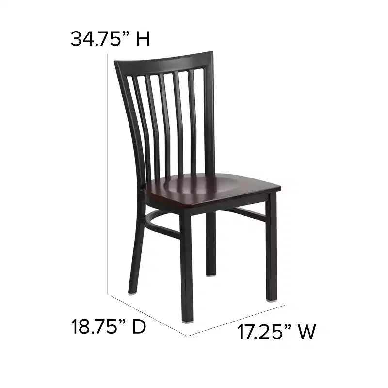 Silla de restaurante de metal con respaldo estilo escuela de Flash Furniture, color negro