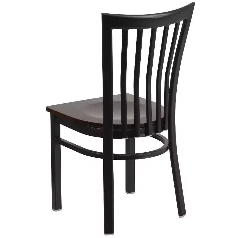 Silla de restaurante de metal con respaldo estilo escuela de Flash Furniture, color negro