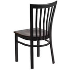 Silla de restaurante de metal con respaldo estilo escuela de Flash Furniture, color negro