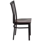 Silla de restaurante de metal con respaldo estilo escuela de Flash Furniture, color negro