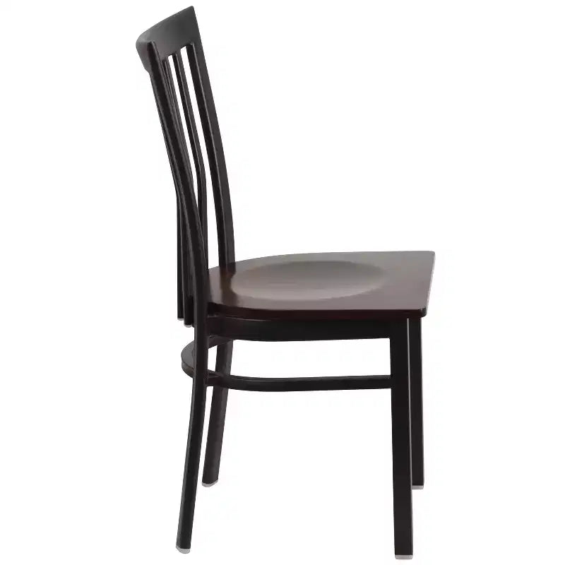 Silla de restaurante de metal con respaldo estilo escuela de Flash Furniture, color negro